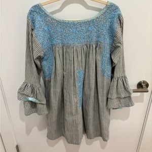 Custom Mi Golondrina hand-embroidered minidress, size S